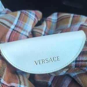 Versace White Leather Sunglasses Case